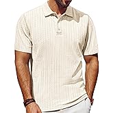 PJ PAUL JONES Mens Polo Shirts Short Sleeve Fashion Textured Polo Shirt Regular Fit Stretchy Golf Shirts