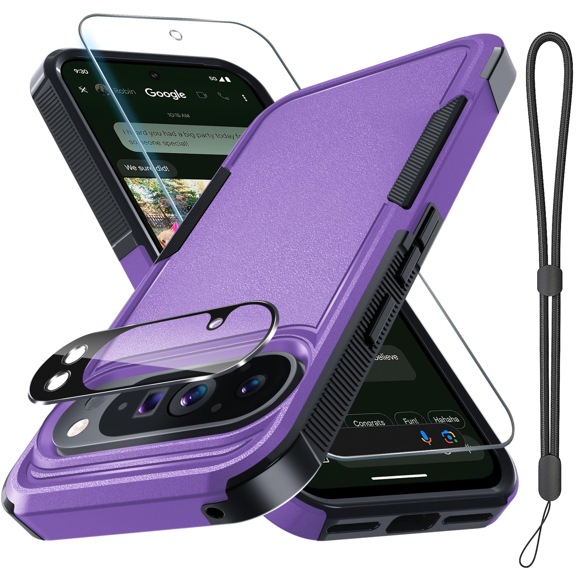 Photo 1 of ***MISSING PARTS***
for Google Pixel 10 Pro XL Case with Wrist Lanyard Strap+Tempered Glass Screen Protector+Camera Lens Cover,Full Body Heavy Duty Rugged Shockproof Protective Phone Cover,Lavender