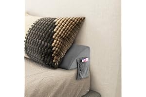 Vhaso Bed Wedge Pillow for Headboard, Bed Mattress Gap Filler (0-8"), Full Size (53"x10"x6") Memory Foam Sleeping Reading Triangle Bolster Pillow (Grey)