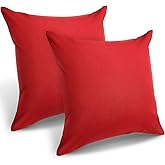 Patelai 2 Pack 18x18 Inch Waterproof Outdoor Throw Pillow Covers - PU Coated Valentine's Day, Winter Decor for Patio, Sofa, Couch, Garden Furniture(Red)