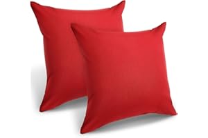 Patelai 2 Pack 18x18 Inch Waterproof Outdoor Throw Pillow Covers - PU Coated Christmas Thanksgiving Decor for Patio, Sofa, Couch, Garden Furniture(Red)