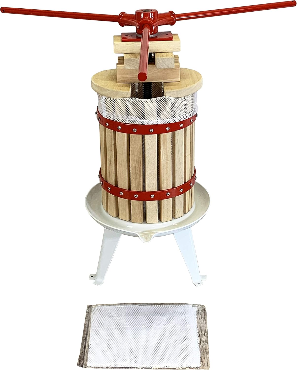 Deluxe Fruit and Apple Press (6 Litre) Pack with 2 Straining Bags, 2