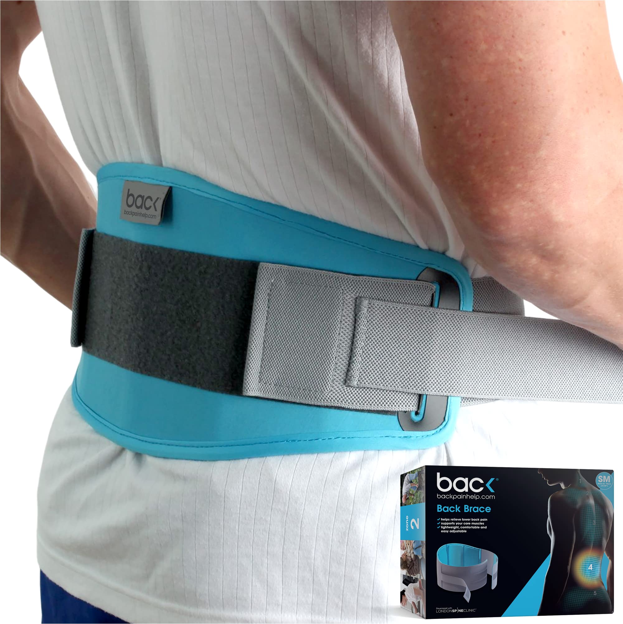 back Lower Brace, Unisex Lumbar Support Belt, Adjustable Brace for Pain Relief and Injury Prevention, London Spine Clinic Approved (S-M)