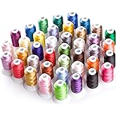 Simthread 40 Colors Polyester Embroidery Machine Thread Kit | 550Y(500M) Compatible with brother Babylock Janome Singer Husqvarna Bernina Embroidery,40wt