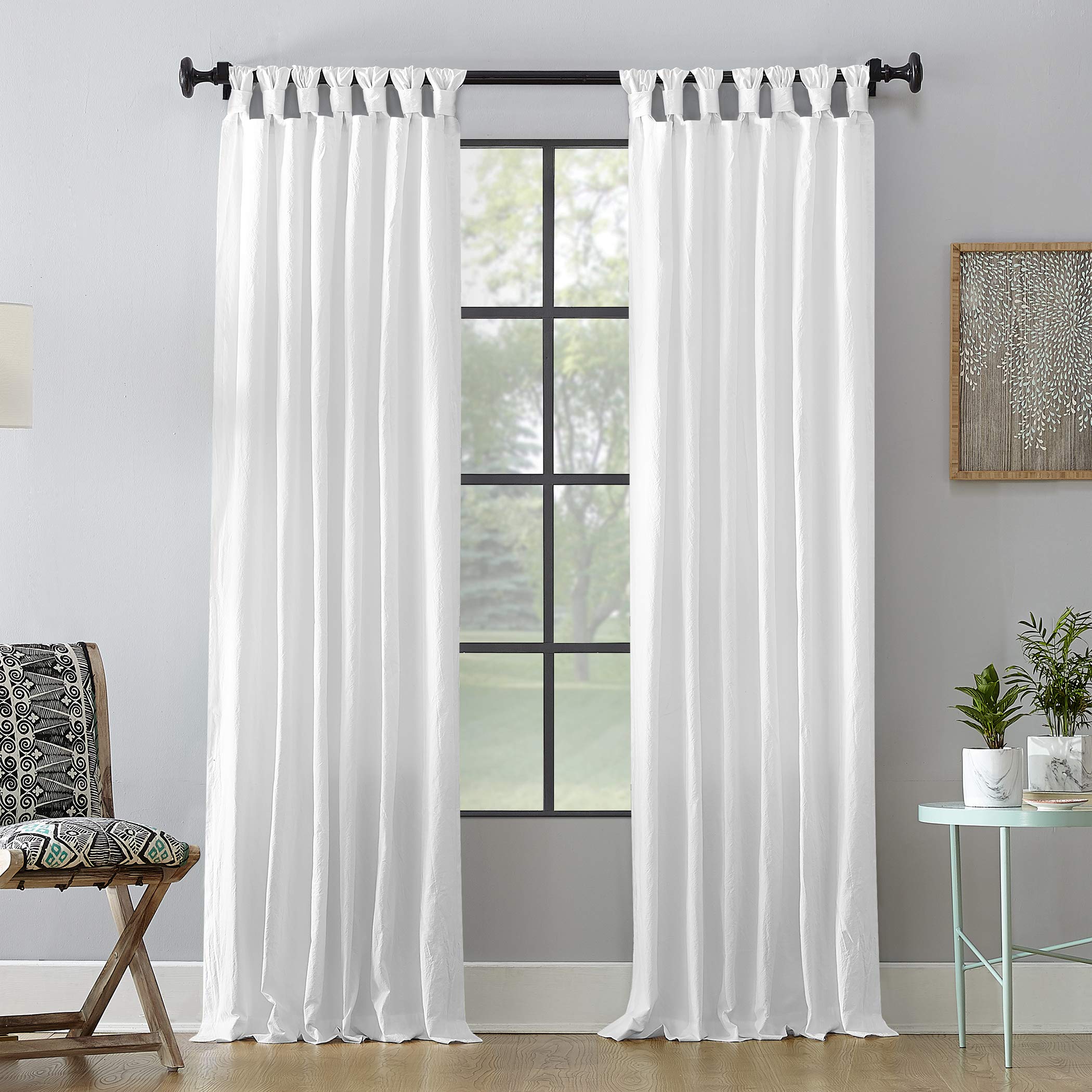 Archaeo Twist Tab Curtain, Fabric, White, 52" x 84"