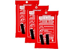 TONYKO Emergency Fire Blanket for Home and Kitchen -3Pack- Orange - Fire Suppression Blanket, Fiberglass Fireproof Blanket