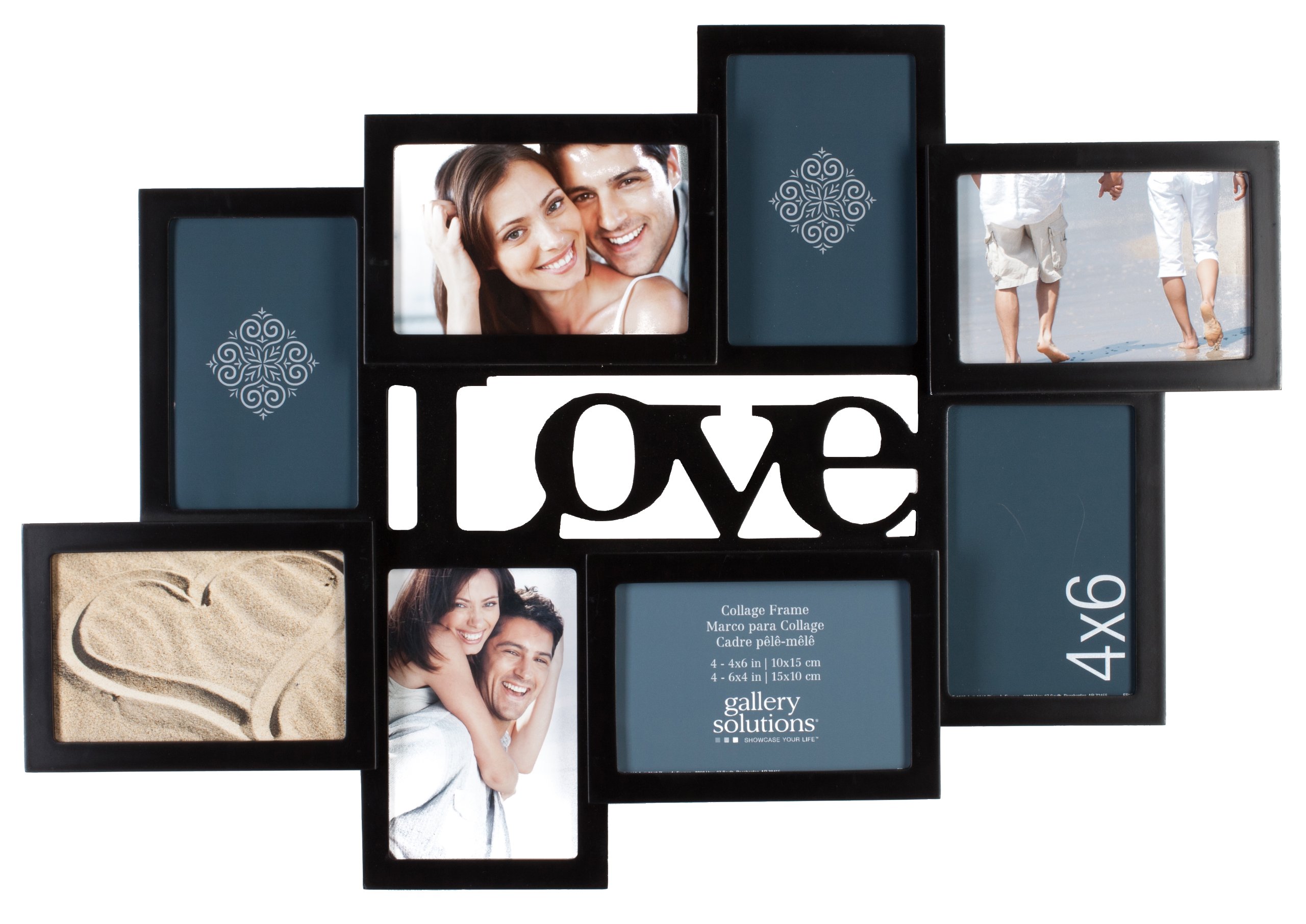 Gallery Solutions Love 8 Opening Dimensional Collage Wall Hanging Picture Frame, 4x6 LAVORIST