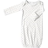 SwaddleDesigns Baby Infant Cotton Gown with Mitten Foldover Cuffs, Tiny Triangles, Pink, Newborn
