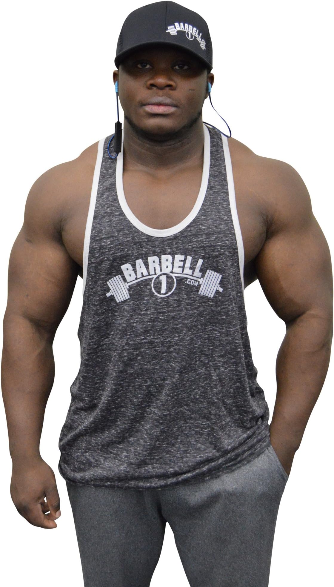 Barbell 1 Muscle Stringer Tank - Show Your Muscles, Not Your Nips - Soft Triblend Top