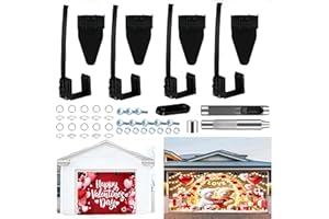 GELINOR Garage Door Banner Clamps with Grommet Tool Kit 4PK Valentines Day Garage Door Backdrop Installation Kit Holiday Garage Door Banner Cover Mural, Hanging Hooks, Fits All Banners