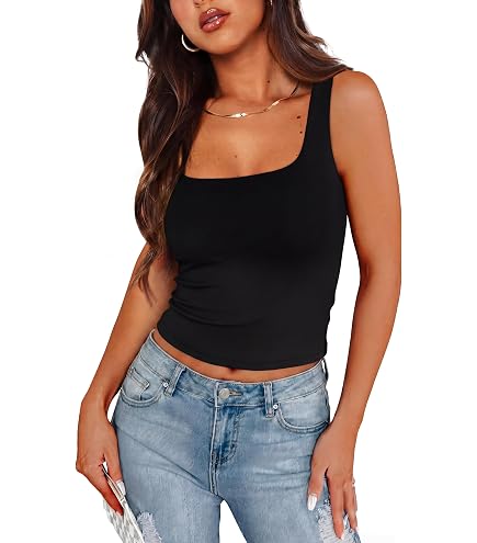 Womens Floral Jacquard Tank Tops Summer Square Neck Straps Crop