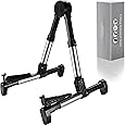 Guitar Stand for Acoustic/Electric/Classical Guitars and Violin, Ukulele, Bass, Banjo, Mandolin -Folding, Portable & Lightweight- Fits Gibson/Fender/Taylor/Yamaha (Metallic Silver)