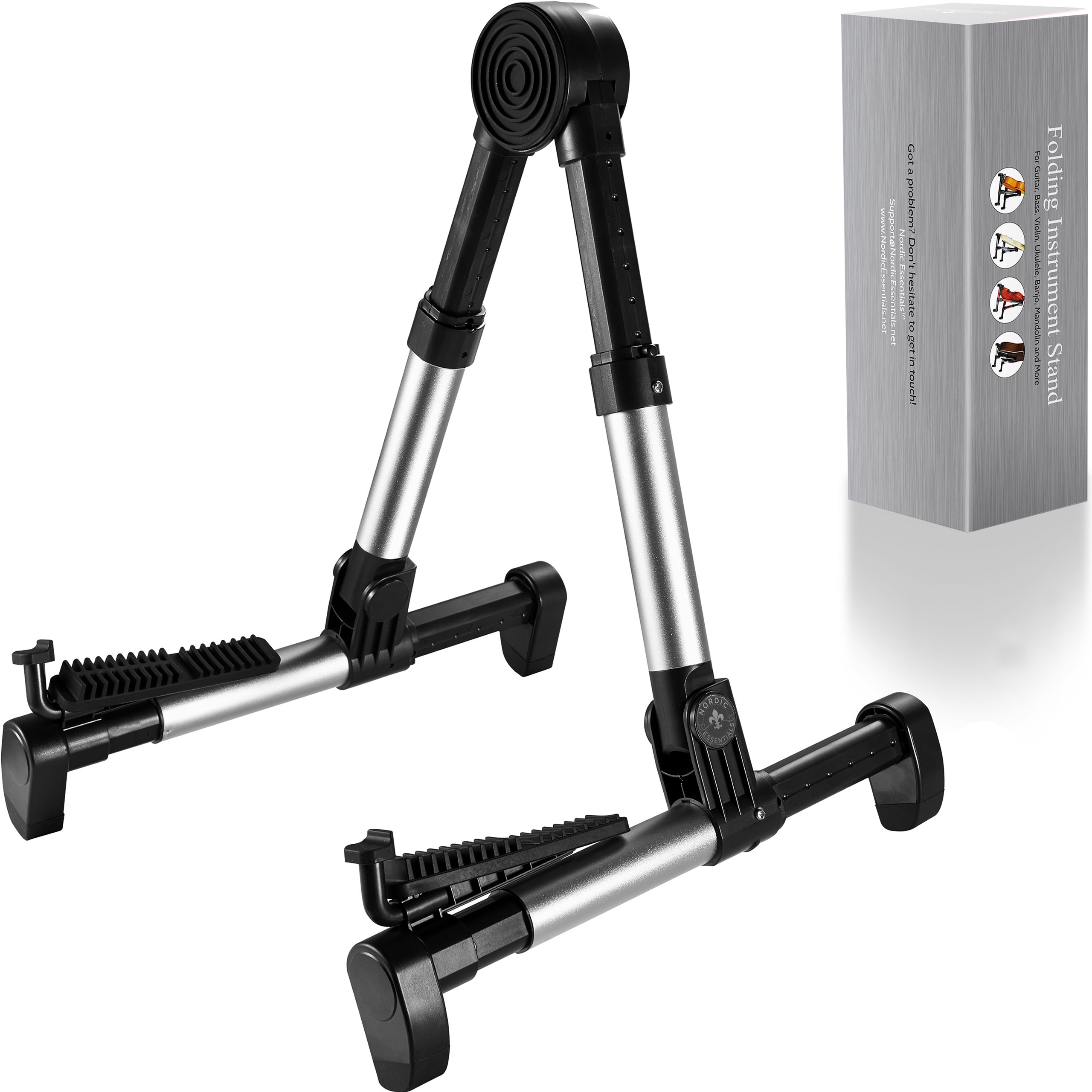 Nordic Essentials Guitar Stand for Acoustic/Electric/Classical Guitars and Violin, Ukulele, Bass - Folding, Portable and Lightweight -Fits Fender/Taylor/Gibson/Yamaha Music Instruments