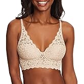 Maidenform Women's Lace Bralette, Padded Longline Bralettes, Convertible Wireless Bras for Women (Plus
