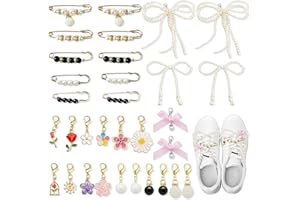 JIEYUMAO Shoe Charms for Sneakers, 32Pcs Shoe Lace Charms for Women, Various Styles Sneaker Charms Fashion Shoe Pendants with