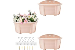 ORIMERC 9.8 inch Wood Imitated Wall Planter Pots for Indoor Plants, Wall Hanging Planters Living Wall Planter Indoor Outdoor Vertical Wall Mounted Planter for Your Green Plants, Beige (3 Pack)