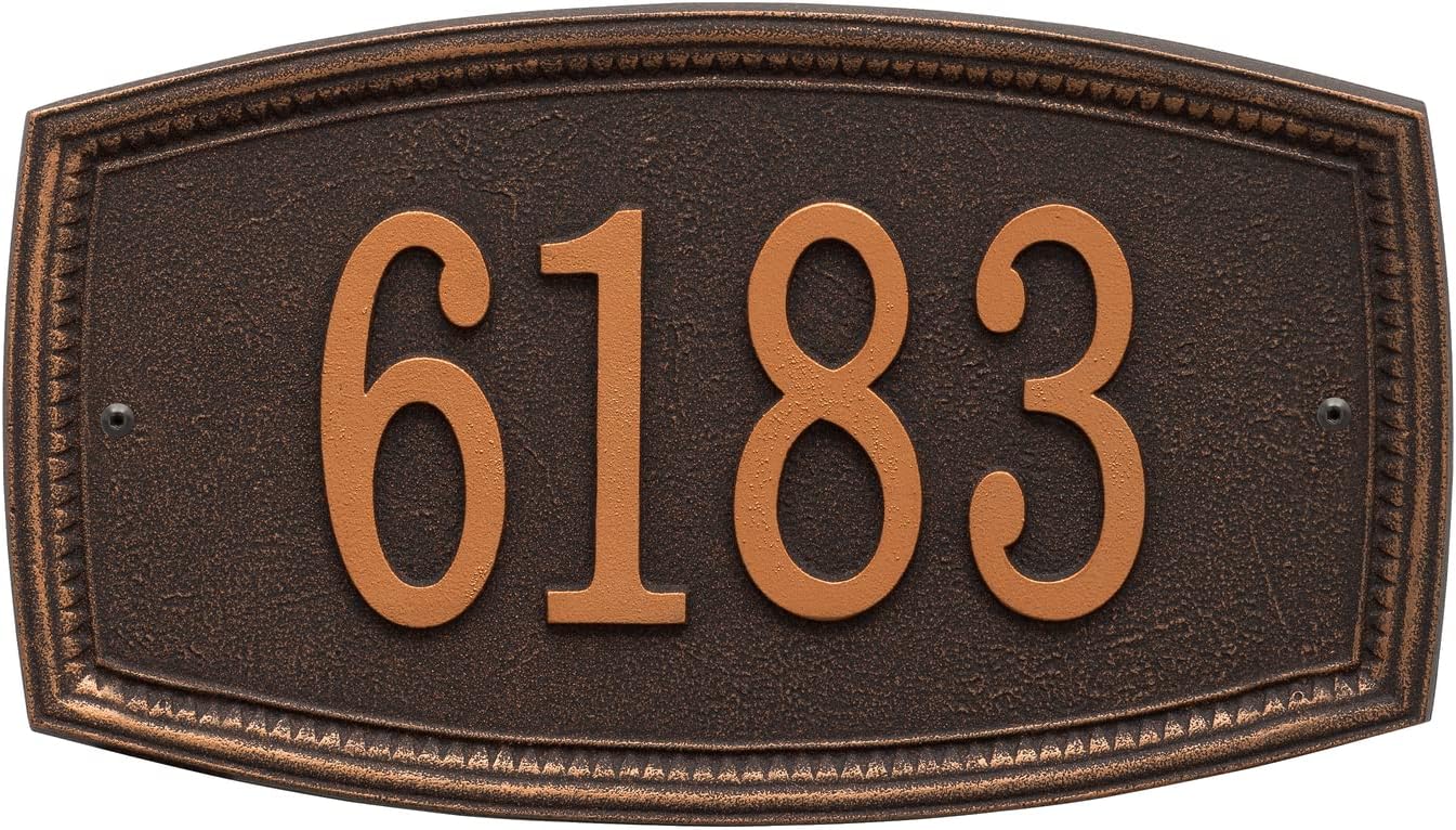 Address Signs - Whitehall Personalized Wall Address Plaque - Croswell Custom House Address Sign, Beaded Edge Detail, 14.5