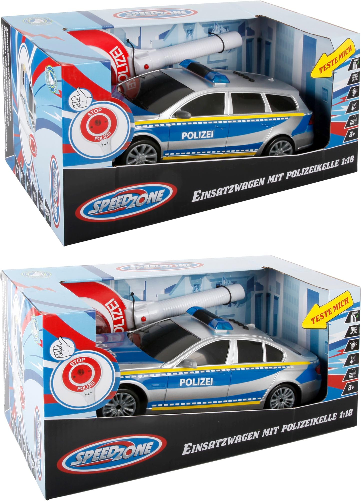 VEDES Großhandel GmbH - Ware 30801806 Speed Zone Police Car with Police Trowel, Silver