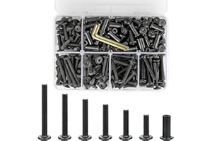 PGMJ 100 Sets M6 Hex Drive Metric Set Screws Assortment Kit - Black Alloy Steel Nut and Bolt Organizer for Pocket Knife Screws Repair Kit, Machine Screw Assortment Kit (M6 Set)