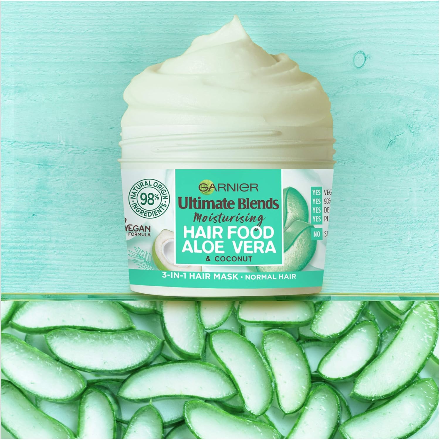 Garnier Ultimate Blends Hair Food Aloe Vera 3-in-1 Normal Hair Mask Treatment 390ml Dual Pack, 780 ml (Pack of 1) - Image 3