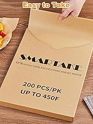 SMARTAKE 200 Pcs Unbleached Parchment Paper Baking