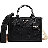 True Religion Mega Logo Modern Tote, Structured Everyday Shoulder Bag, Adjustable Crossbody Strap, Spacious Interior