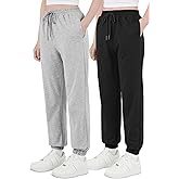 AlisOker Girls Sweatpants Cotton Athletic Pants Kids High Waisted Jogger Pants with Drawstring Pockets for Teen Girls