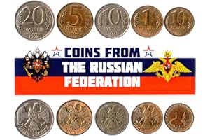HOBBY OF KINGS Russian Federation 5 Mixed Coins | 1 Kopek – 50 Rubles | Russian Currency Since 1991