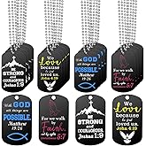 Yaomiao 20 Pieces Christian Religious Dog Tag Necklaces with Bible Verses Scripture Dog Tags Necklaces Stainless Steel Cross Necklace Bible Verse Inspirational Gift with Chain for Men Women Boys