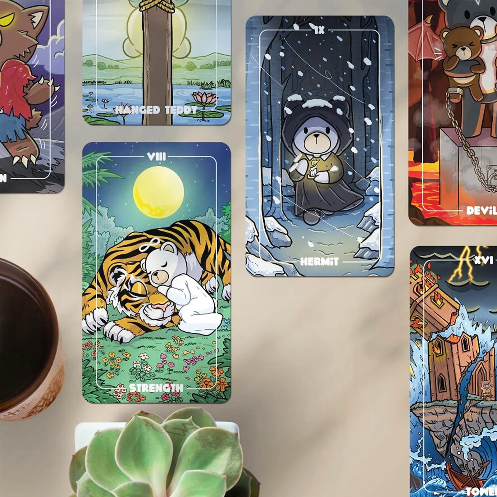 mrdiyshisha Teddy Tarot Deck Ver.2, 79 Adorable Tarot Cards - Standard Size (4.75