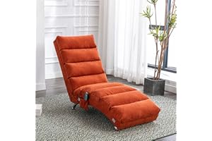 HomSof Armless Chaise Lounge Indoor Chair with Massage, Modern Long Lounger with Metal Legs for Office or Living Room