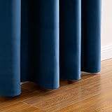 Woaboy Velvet Curtains 90" Drop Peacock Blue 2 Panels Room Darkening Eyelet view 6