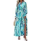 PRETTYGARDEN Women's Floral Maxi Dress 2026 Fall Long Sleeve V Neck A Line Long Flowy Spring Party Boho Dresses