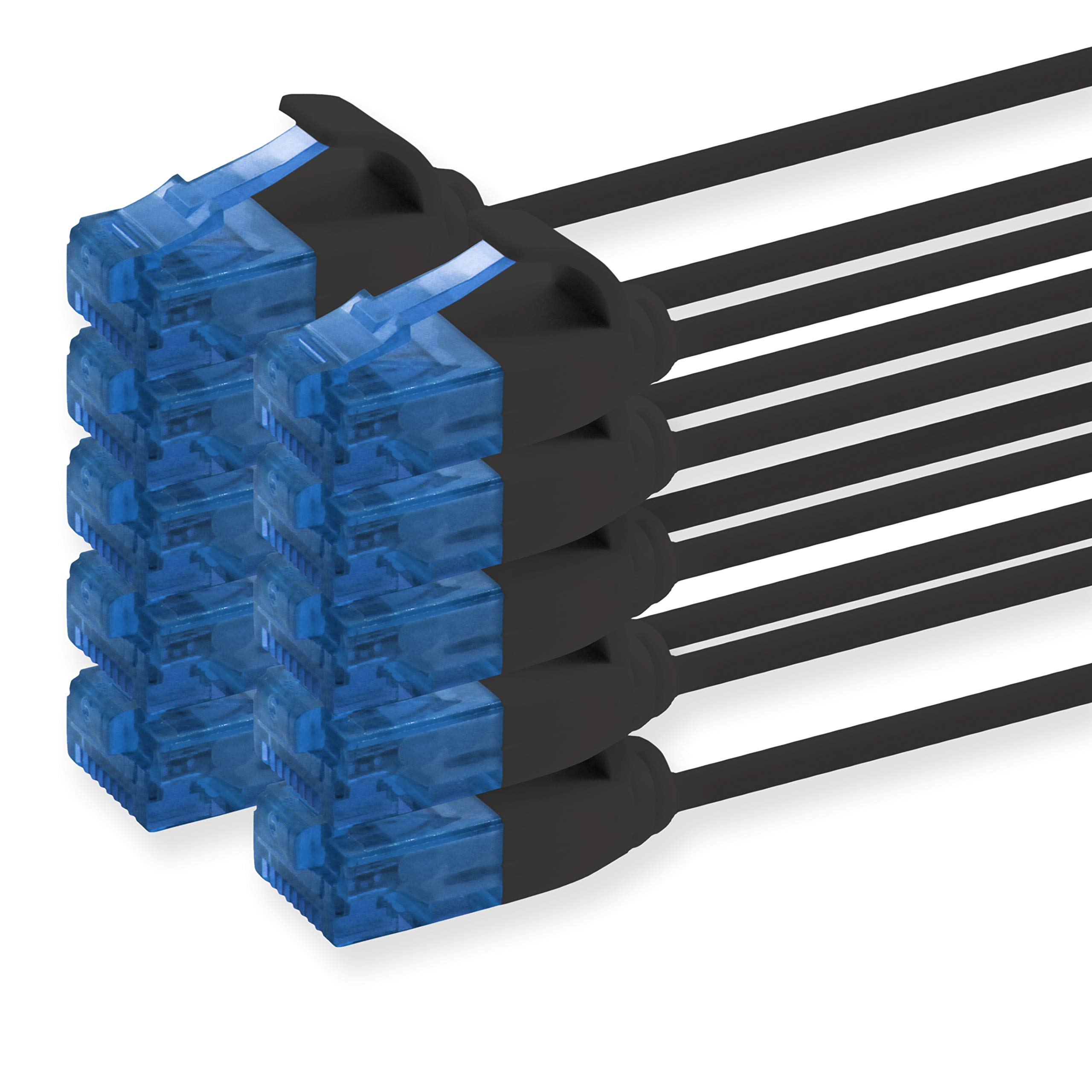 1aTTack.de 660011 Cat6 Cat.6 cable Cat network cable 1m - patch cable slim cable 1000 Mbit/s - 10 pieces - black