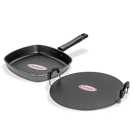 Sumeet Nonstick Insta Combo Set (Saral Tawa 30.5cm Dia + Grill Pan 22cm Dia)