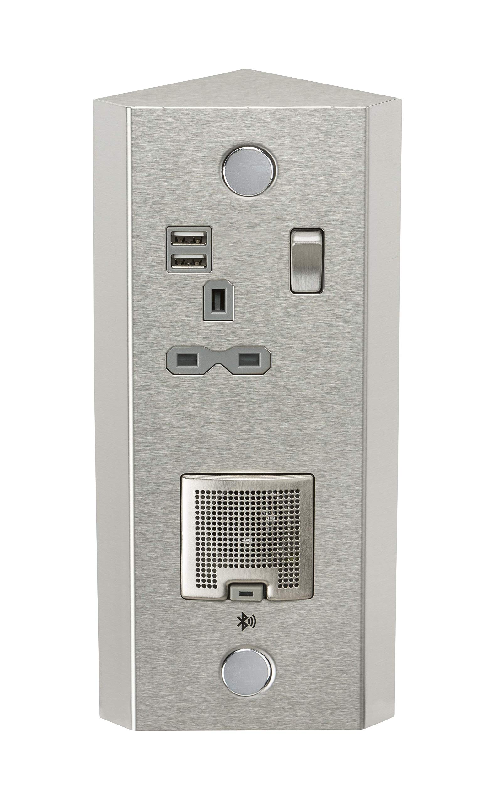 Knightsbridge SKR0013 Vertical Power Station - Single 13A Socket + Twin USB (2.4A) and 3W Bluetooth Speaker