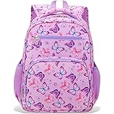 RHCPFOVR Kids Backpack for Girls - Girls Backpack 3-8 Ages Butterfly for Kids 15 Inch School Bookbag for Kindergarten Elementary School Bookbag for Girl 1st 2nd Grade