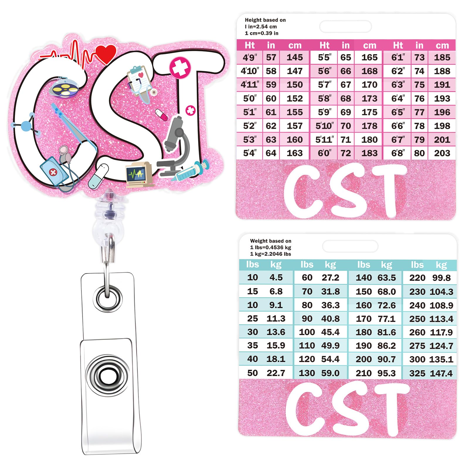 Photo 1 of CST Badge Reel with Badge Buddy - NOVBAUB Pink CST Badge Reel Card Holder ID Name Identification Tags Certified Surgical Technologist Retractable ID Clip for Nurses Gifts Work Accessories Essentials