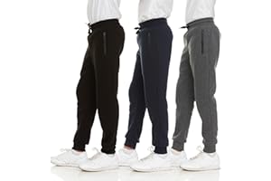 PURE CHAMP 3Pk Boys Sweatpants Fleece Athletic Workout Kids Clothes Boys Joggers with Zipper Pocket and Drawstring Size 4-20