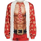 Giftdigger Ugly Christmas Sweatshirt Men Women Funny Family Christmas Sweatshirt Funny Abs Pattern Print Pullover Xmas Top