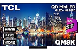 TCL 75 Inch Class QM8K Series | Mini LED QLED 4K HDR | 75QM8K, 2025 Model | 120HZ-144HZ Anti Reflective Wide Angle Screen Smart Google TV Dolby Atmos | Voice Remote Alexa Gaming Streaming Television