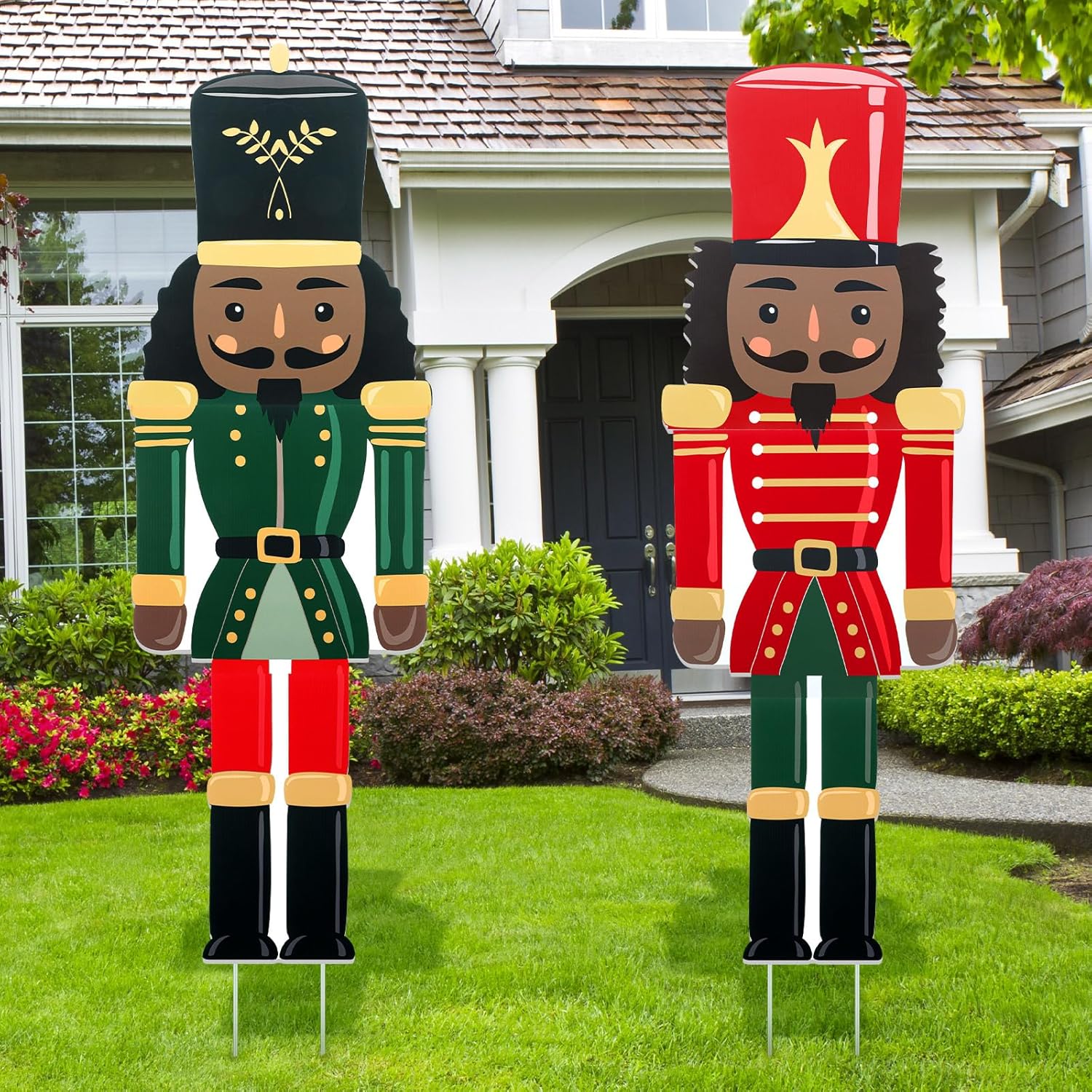 Nutcrackers - Hiboom 2 Pcs Large Christmas Black Nutcracker Yard Sign African American Nutcracker Outdoor Yard Decor Christmas Nutcracker Decorations for Christmas Party Supplies, 13 x 39.4 Inch