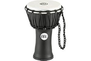 Meinl Percussion Junior Djembe Hand Drum Circle Instrument, Synthetic Shell and Head — NOT Made in China — Compact Size Rope Tuned, 2-Year Warranty (JRD-BK)