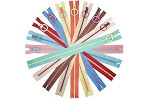 SHRJ 20pcs Resin Zippers with #3 Lifting Ring Pulls Close-end for Sewing Bulk, Nylon Plastic Zippers for DIY Tailor Sewing Cr