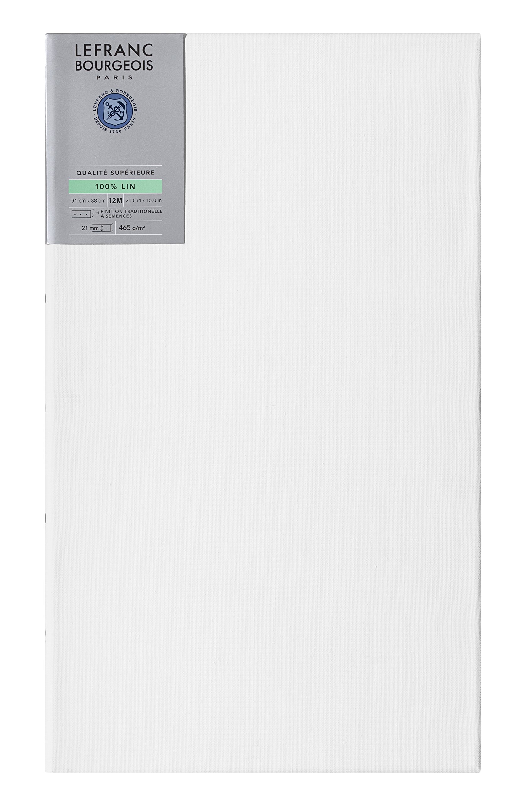 Lefranc Bourgeois 111229 Stretcher Frame 100% Linen in Premium Quality, Ready to Use, Primed with Titanium Dioxide, Gesso, Nailed on Solid Pine Wood 12 m