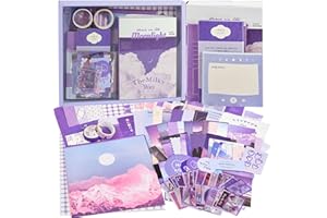 AHMAGEN 348pcs Scrapbook Kit, Scrapbooking Supplies kit with Aesthetic Scrapbook Paper, Washi Stickers, Washi Tape, A6 Notebook Art Journaling Kit for Bullet Junk Journal Planners DIY for Adults Teens Girls