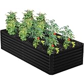 Nedenyou 8x4x2FT Galvanized Raised Garden Bed,Planter Raised Beds-Metal Garden Box,Large Plant for Outdoor Planting, Vegetables Bed，Flower,herb-Black