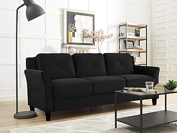 Amazon Com Lifestyle Solutions Harrington Sofa In Black Kitchen