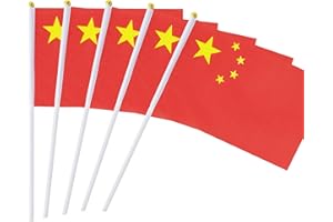 KIND GIRL Hand Held China Flag Chinese Flag Stick Flag Mini Flag 50 Pack Round Top National Country Flags, Party Decorations Supplies For Parades,World Cup,Sports Events,International Festival (8.2 "x 5.5")
