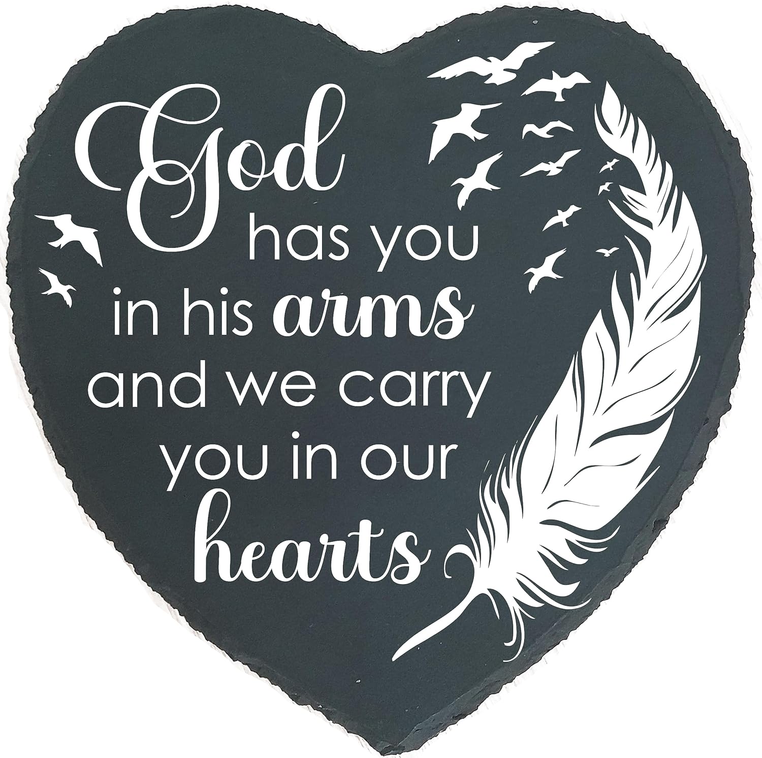 Plaques & Wall Art - Memorial Slate Stone - God has You in His Arms, Memorial Plaque Sympathy Gifts for Loss of Loved One, Memorial Gifts for Loss of Brother, Son, Daughter, Husband Garden Slate Stone TNA5